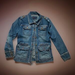 Vintage Jag Jeans Women’s Sz 10 Denim Button-Up Jacket Faded Blue Utility EUC